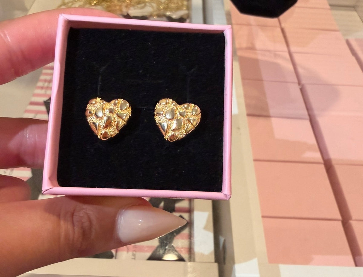 Mini Heart Nugget Earrings