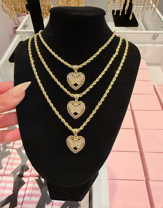 Gold Butterfly Heart Necklace